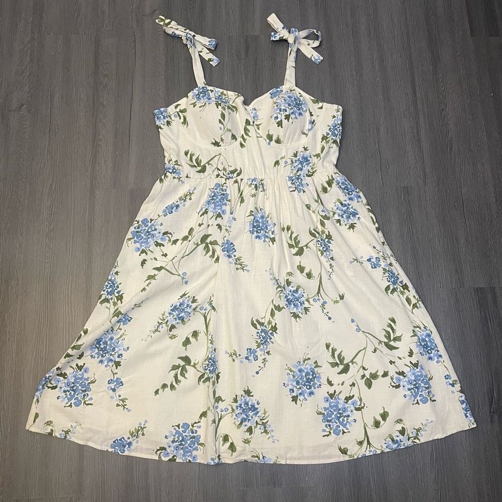 Cottagecore Floral Midi Dress Size 1X Lauren Conrad Cotton Summer Spring Bridal